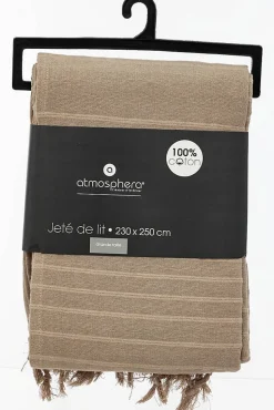 Jeté de lit en coton - lin 230x250 cm - Atmosphera
