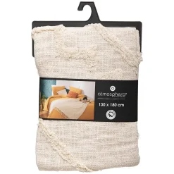 Jeté de lit Inca en coton tufté - ivoire 130x180 cm - Atmosphera