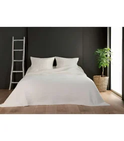 Jeté de lit ivoire capitonné style boutis - 180x240cm - Ecru