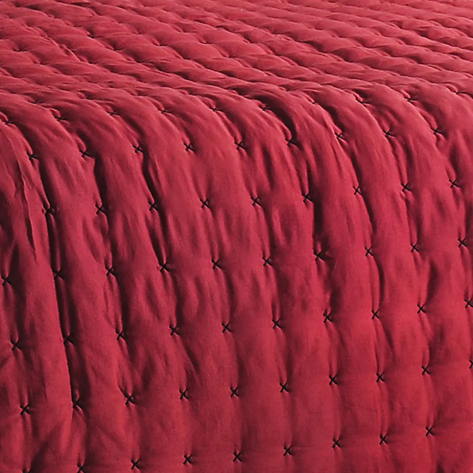 Jeté de lit matelassé et uni (230x250 cm - Rouge)