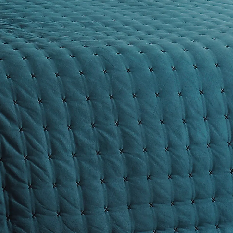 Jeté de lit matelassé et uni (250x260 cm - Bleu)