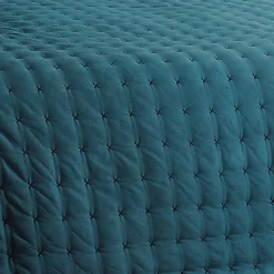 Jeté de lit matelassé et uni (230x250 cm - Bleu)