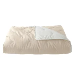 Jeté de lit réversible en velours et microfibre (150x200 cm - Ivoire)