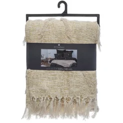 Jeté de lit Shine en coton & lurex - ivoire 130x180 cm - Atmosphera