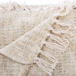 Jeté de lit Shine en coton & lurex - ivoire 130x180 cm - Atmosphera