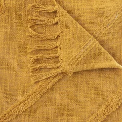 Jeté de lit tufté Inca 130x180 ocre coton