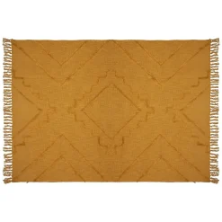 Jeté de lit tufté Inca 130x180 ocre coton