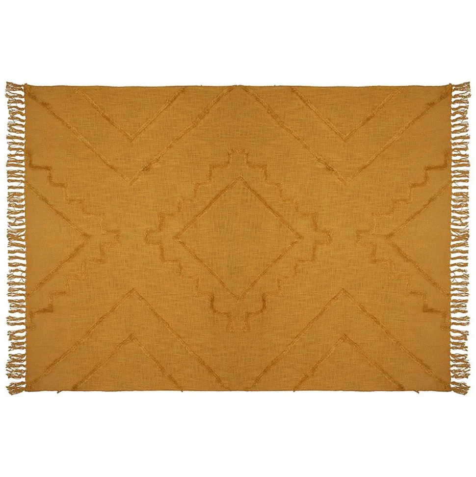 Jeté de lit tufté Inca 130x180 ocre coton