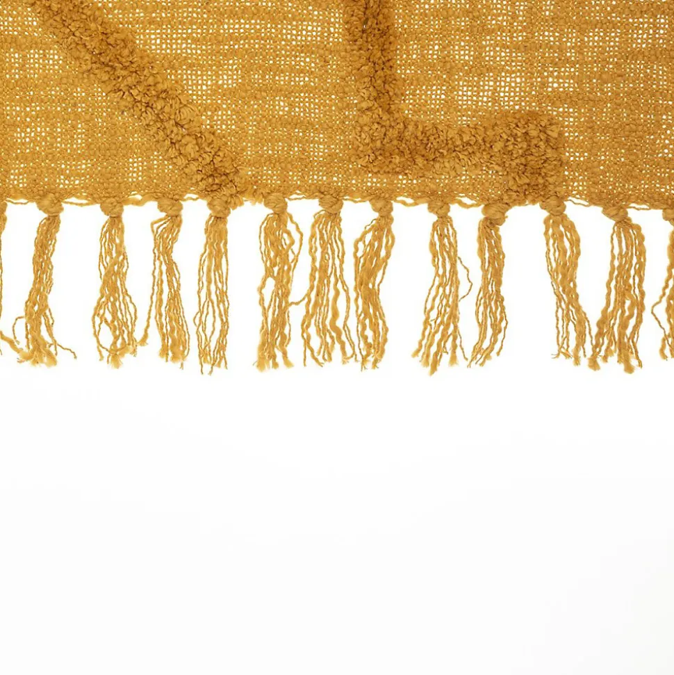 Jeté de lit tufté Inca 130x180 ocre coton