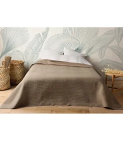 Jeté de lit uni 100% polyester "Hawai" - 180x240cm - Taupe
