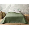 Jeté de lit uni 100% polyester "Hawai" - 230x250cm - Vert kaki
