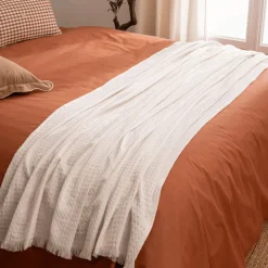 Jeté de lit Widdy coton 130x180cm blanc - Atmosphera