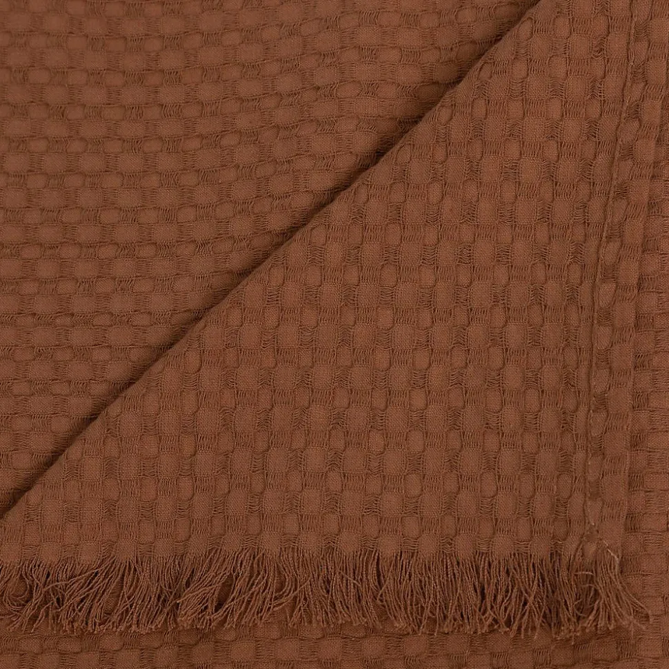 Jeté de lit Widdy coton 130x180cm rose terracotta - Atmosphera