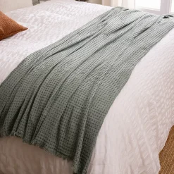 Jeté de lit Widdy coton 130x180cm vert céladon - Atmosphera