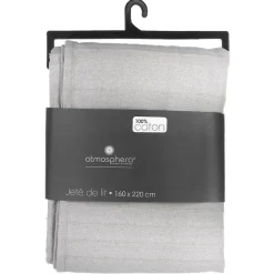 Jeté de lit 160x220 gris clair coton