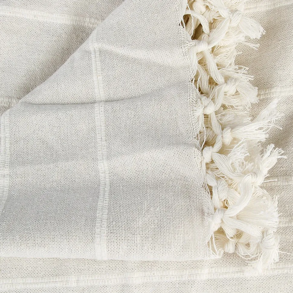 Jeté de lit 160x220 ivoire coton