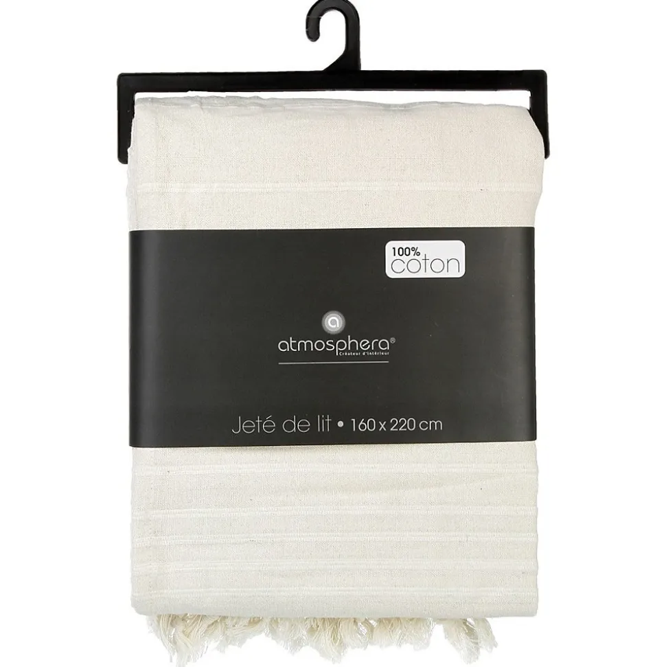 Jeté de lit 160x220 ivoire coton