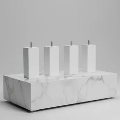 Jeu de 4 pieds de lit carrés en bois Blancs Hauteur 15 cm