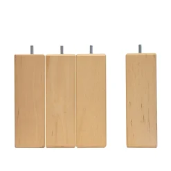 Jeu de 4 pieds de lit carrés en bois Hauteur 10 cm