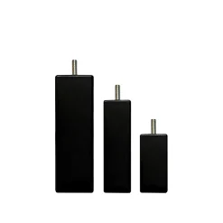 Jeu de 4 pieds de lit carrés en bois Noirs Hauteur 15 cm