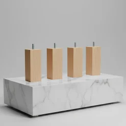 Jeu de 4 pieds de lit carrés en bois Hauteur 15 cm
