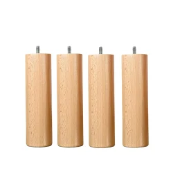 Jeu de pieds de lit cylindriques en bois Hauteur 25 cm (lot de 4)