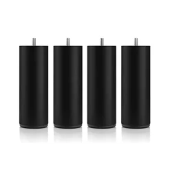 Jeu de pieds de lit cylindriques en métal Noirs Hauteur 16 cm (lot de 4)