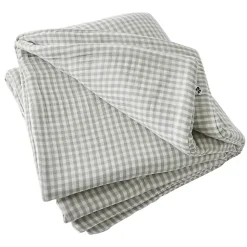 JOEL - Chemin de Lit 90x200cm Gaze de Coton Vichy Coloris Eucalyptus