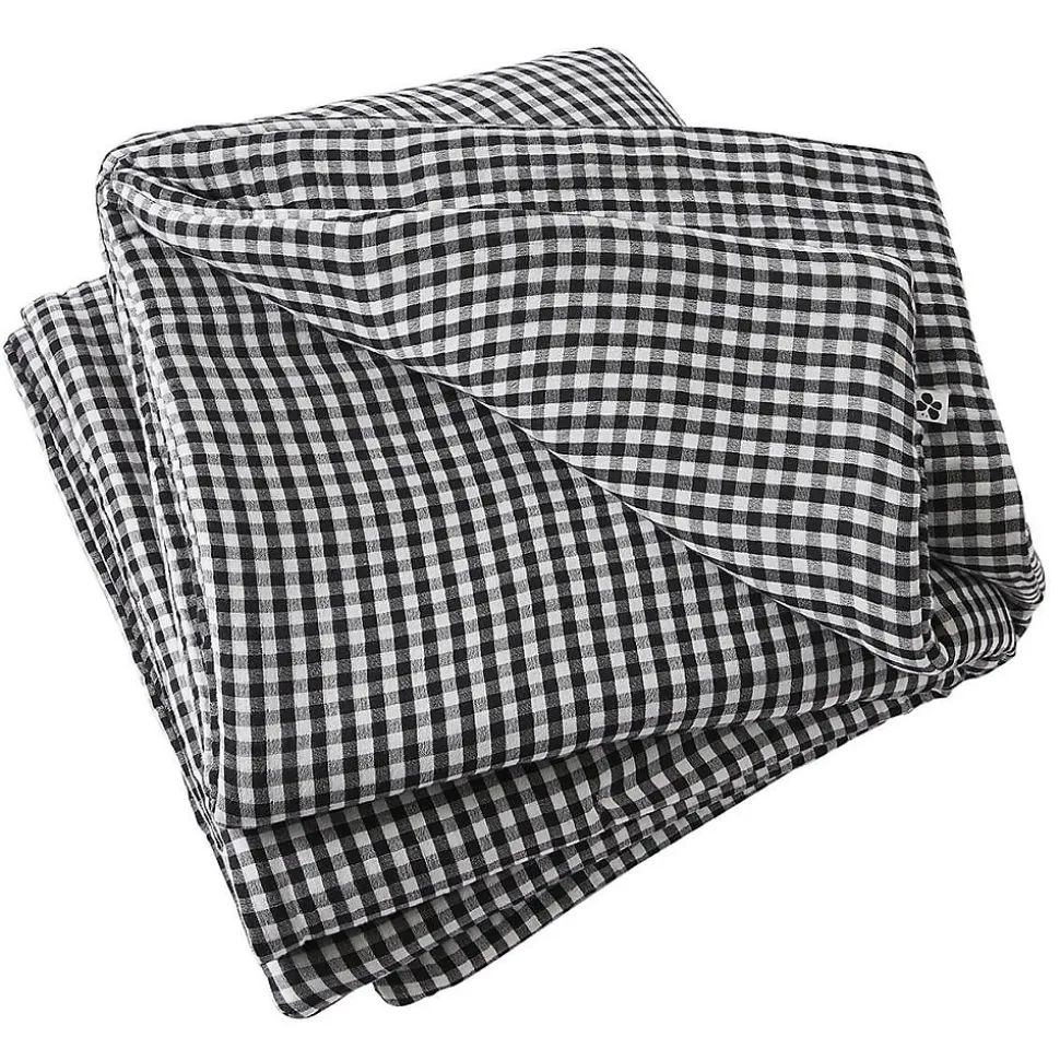 JOEL - Chemin de Lit 90x200cm Gaze de Coton Vichy Coloris Truffe