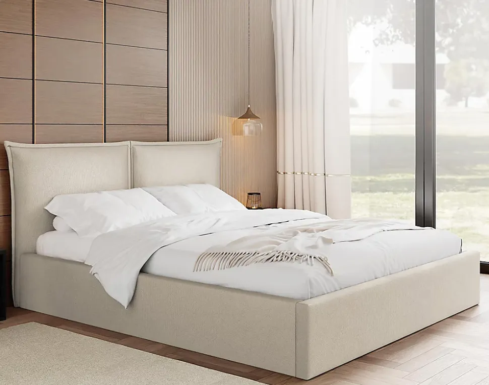 John - lit coffre - 140x200 cm - en velours - sommier inclus - Best Mobilier