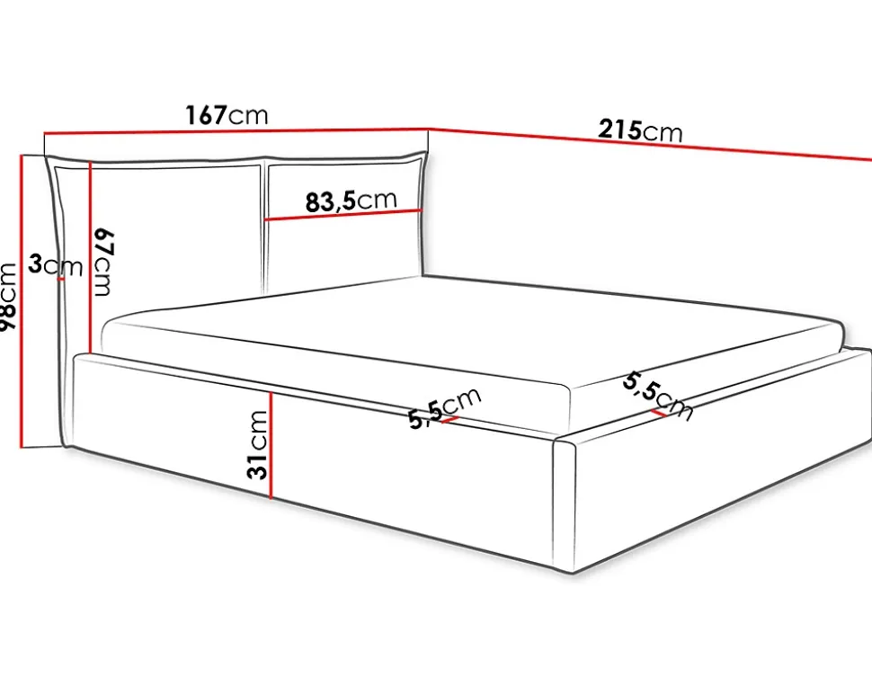 John - lit coffre - 140x200 cm - en velours - sommier inclus - Best Mobilier