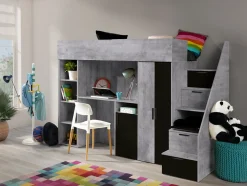 KONKRET 14 Lit superposé 247/165/120 (béton/noir)