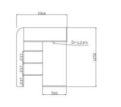 KONKRET 1 Lit superposé 203,3/125/106,6 (béton/blanc)