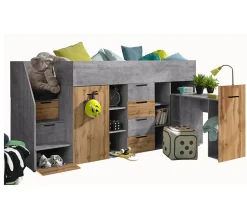 KONKRET 3L Lit superposé 248,5/123/93 (béton/wotan)