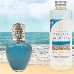 Lampe catalytique Aqua Marina + Parfum Mediterranean Light 500 ml - Élimine mauvaises odeurs, parfume et améliore qualité de l'air