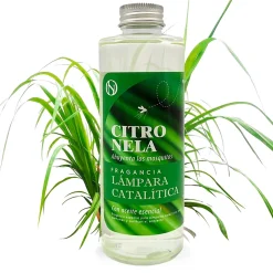 Lampe catalytique Bleu-Gris Mat + Parfum Citronnelle 500 ml - Élimine mauvaises odeurs, parfume et améliore la qualité de l'air