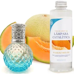 Lampe catalytique Blue Diamonds + Parfum Waikiki Melon 500 ml - Élimine mauvaises odeurs, parfume et améliore qualité de l'air