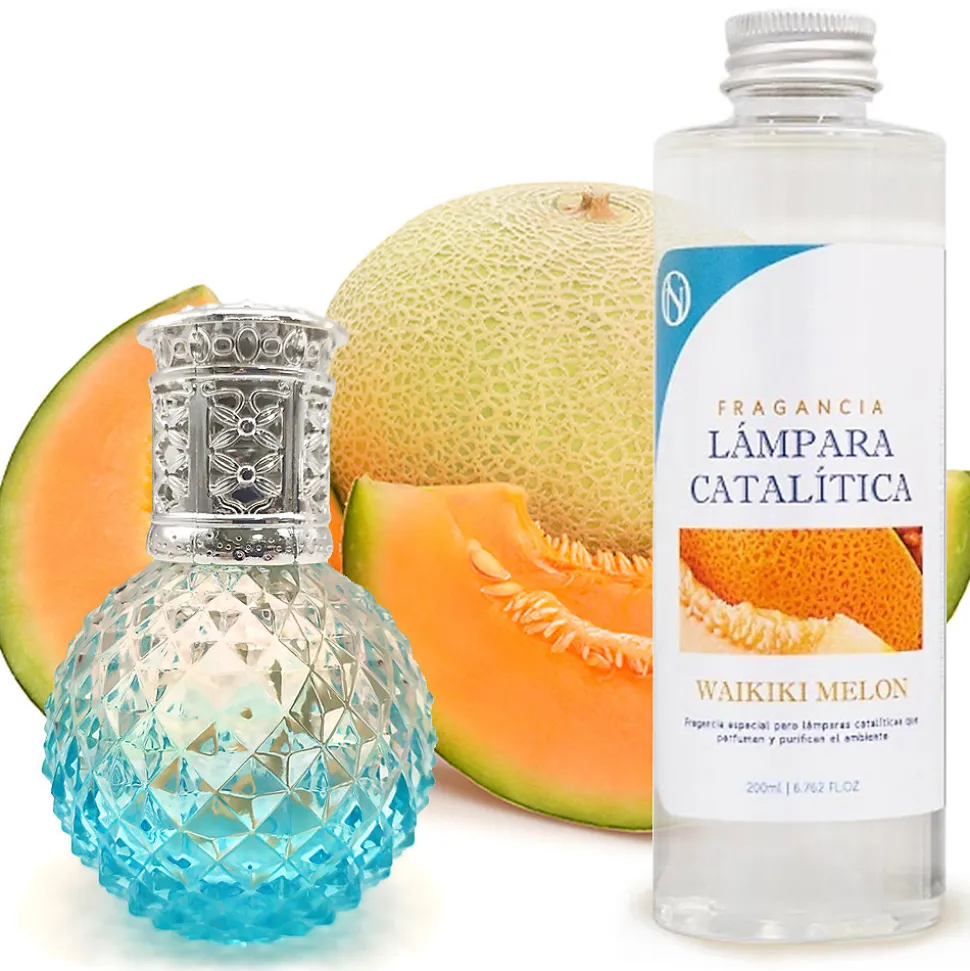 Lampe catalytique Blue Diamonds + Parfum Waikiki Melon 500 ml - Élimine mauvaises odeurs, parfume et améliore qualité de l'air