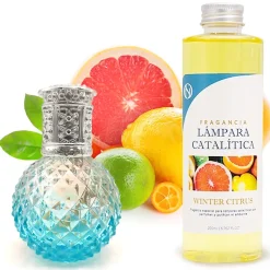 Lampe catalytique Blue Diamonds + Parfum Winter Citrus 200 ml - Élimine mauvaises odeurs, parfume et améliore la qualité de l'air