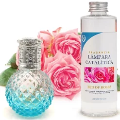 Lampe catalytique Blue Diamonds + Parfum Bed of Roses 500 ml - Élimine mauvaises odeurs, parfume et améliore qualité de l'air