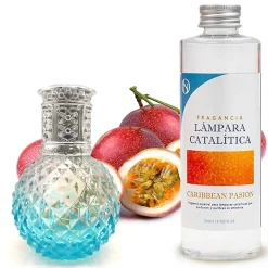 Lampe catalytique Blue Diamonds + Parfum Caribbean Passion 500 ml - Élimine mauvaises odeurs, parfume et améliore qualité de l'air