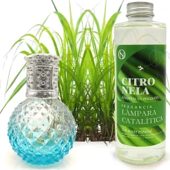 Lampe catalytique Blue Diamonds + Parfum Citronnelle 500 ml - Élimine mauvaises odeurs, parfume et améliore la qualité de l'air