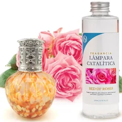 Lampe catalytique Drops Orange + Parfum Bed of Roses 500 ml - Élimine mauvaises odeurs, parfume et améliore la qualité de l'air