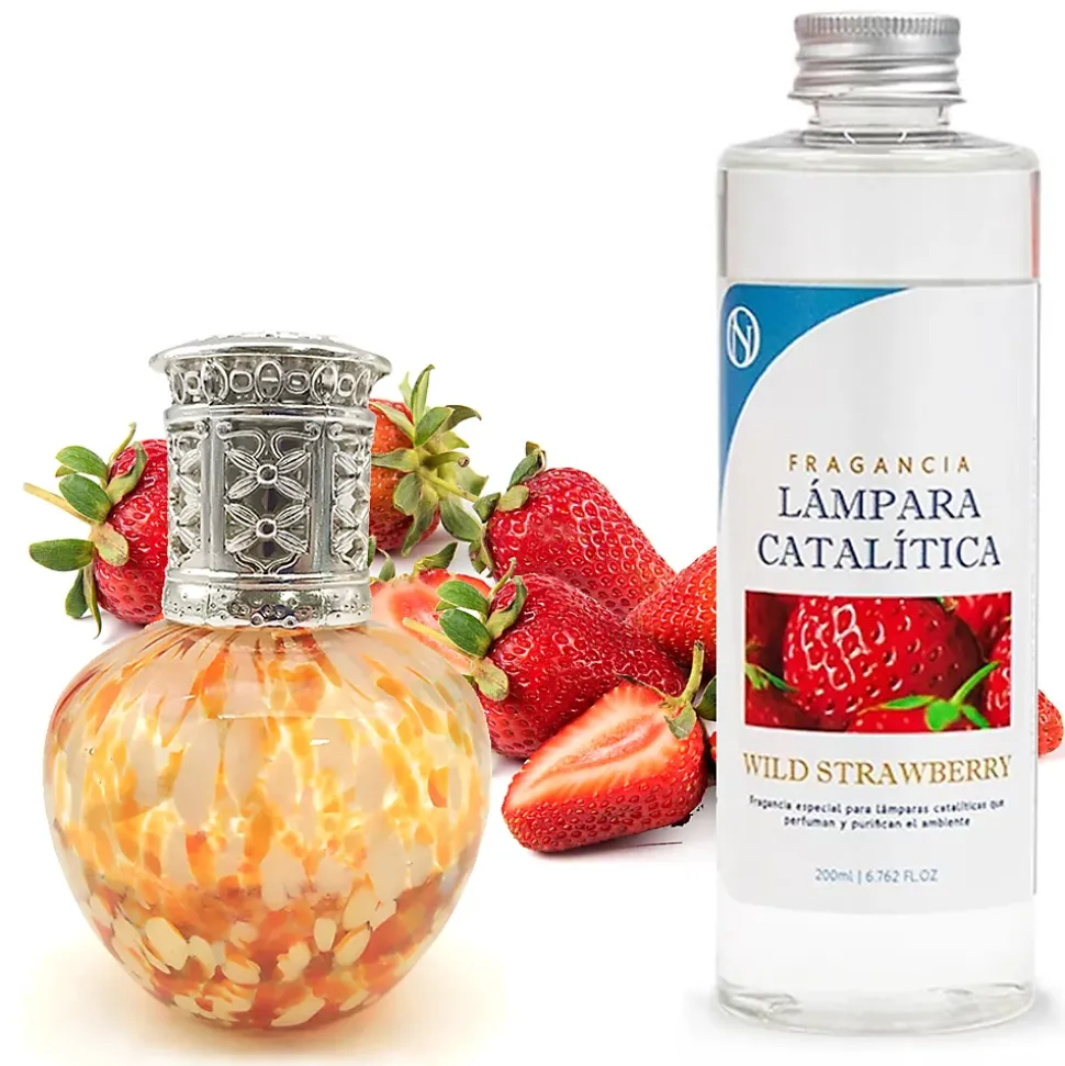 Lampe catalytique Drops Orange + Parfum Wild Strawberry 200 ml - Élimine mauvaises odeurs, parfume et améliore la qualité de l'air