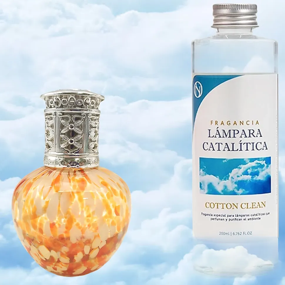 Lampe catalytique Drops Orange + Parfum Cotton Clean 200 ml - Élimine mauvaises odeurs, parfume et améliore la qualité de l'air