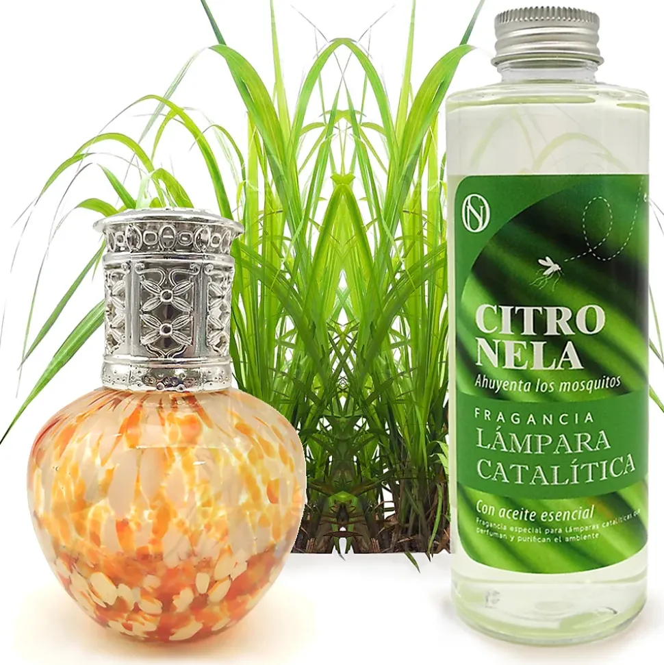 Lampe catalytique Drops Orange + Parfum Citronnelle 200 ml - Élimine les mauvaises odeurs, parfume et améliore la qualité de l'air