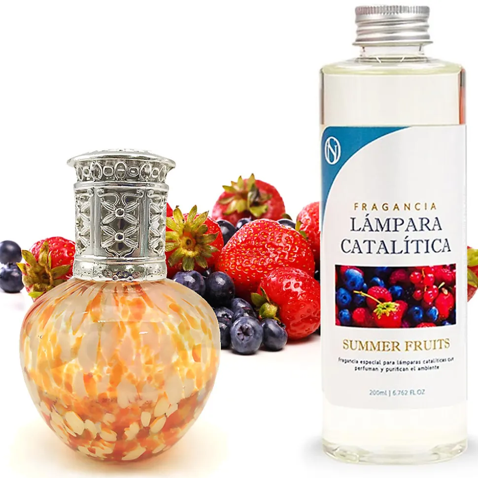 Lampe catalytique Drops Orange + Parfum Summer Fruits 200 ml - Élimine mauvaises odeurs, parfume et améliore la qualité de l'air