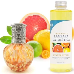 Lampe catalytique Drops Orange + Parfum Winter Citrus 500 ml - Élimine mauvaises odeurs, parfume et améliore la qualité de l'air