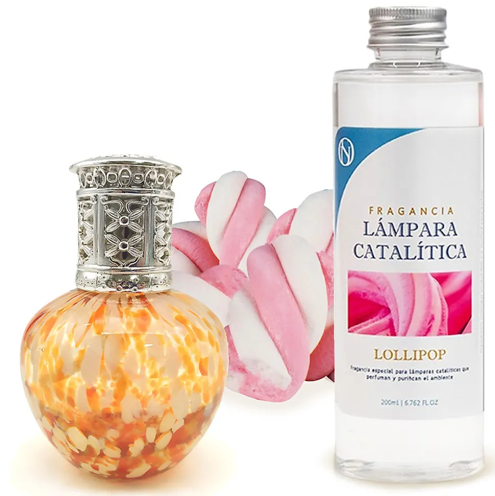Lampe catalytique Drops Orange + Parfum Lollipop 200 ml - Élimine les mauvaises odeurs, parfume et améliore la qualité de l'air
