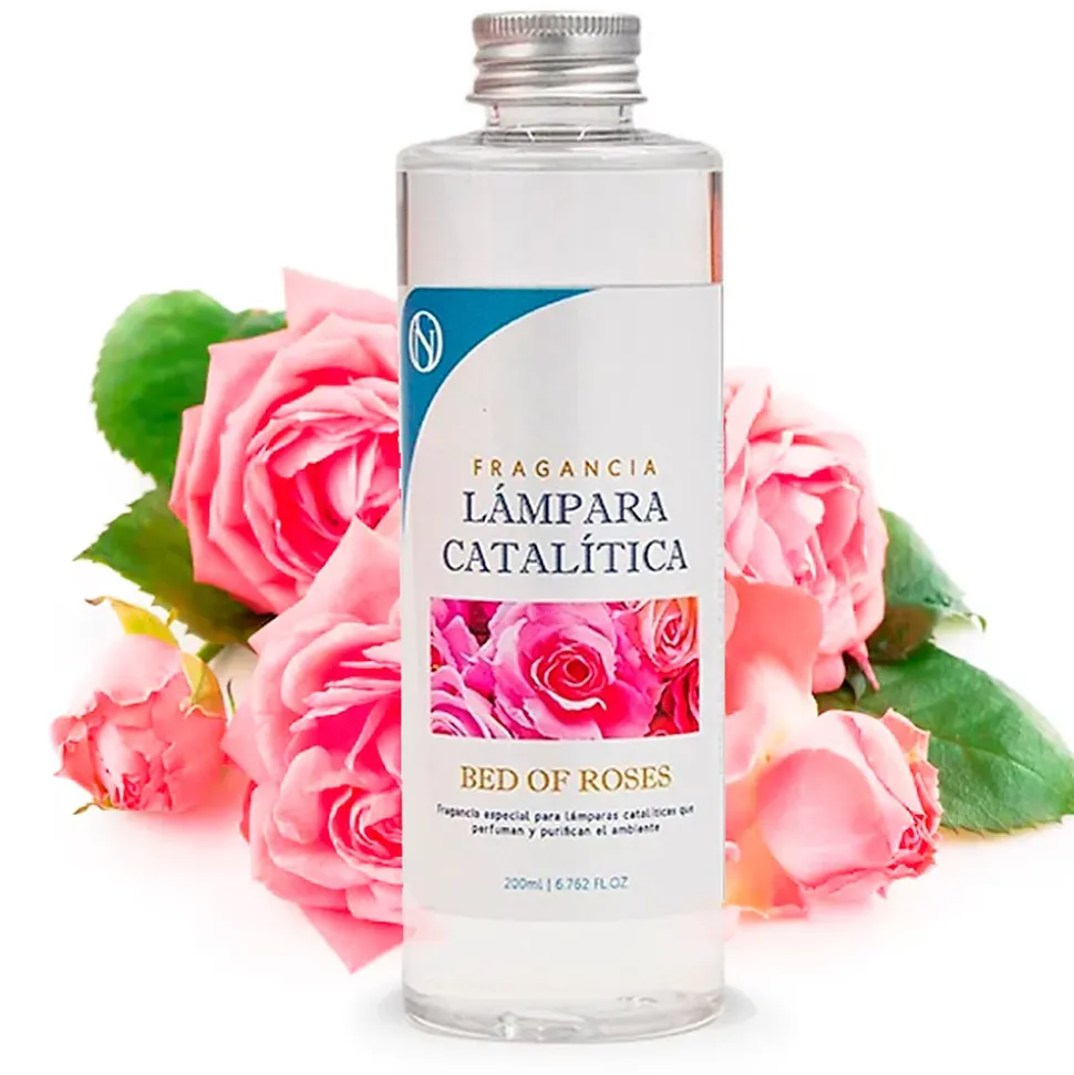 Lampe catalytique Fuchsia Mat + Parfum Bed of Roses 200 ml - Élimine les mauvaises odeurs, parfume et améliore la qualité de l'air